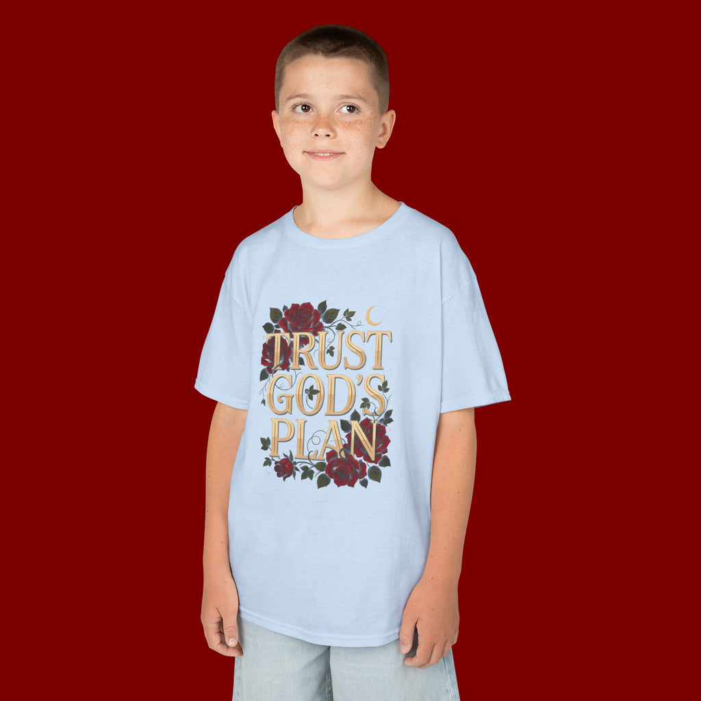 Kids Tee — "Trust God's Plan" Floral Faith T‑Shirt