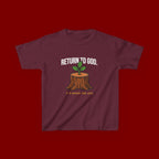 Return to God Kids T-Shirt – Tree Stump with Sprout, “It’s Never Too Late” Inspirational Youth Tee