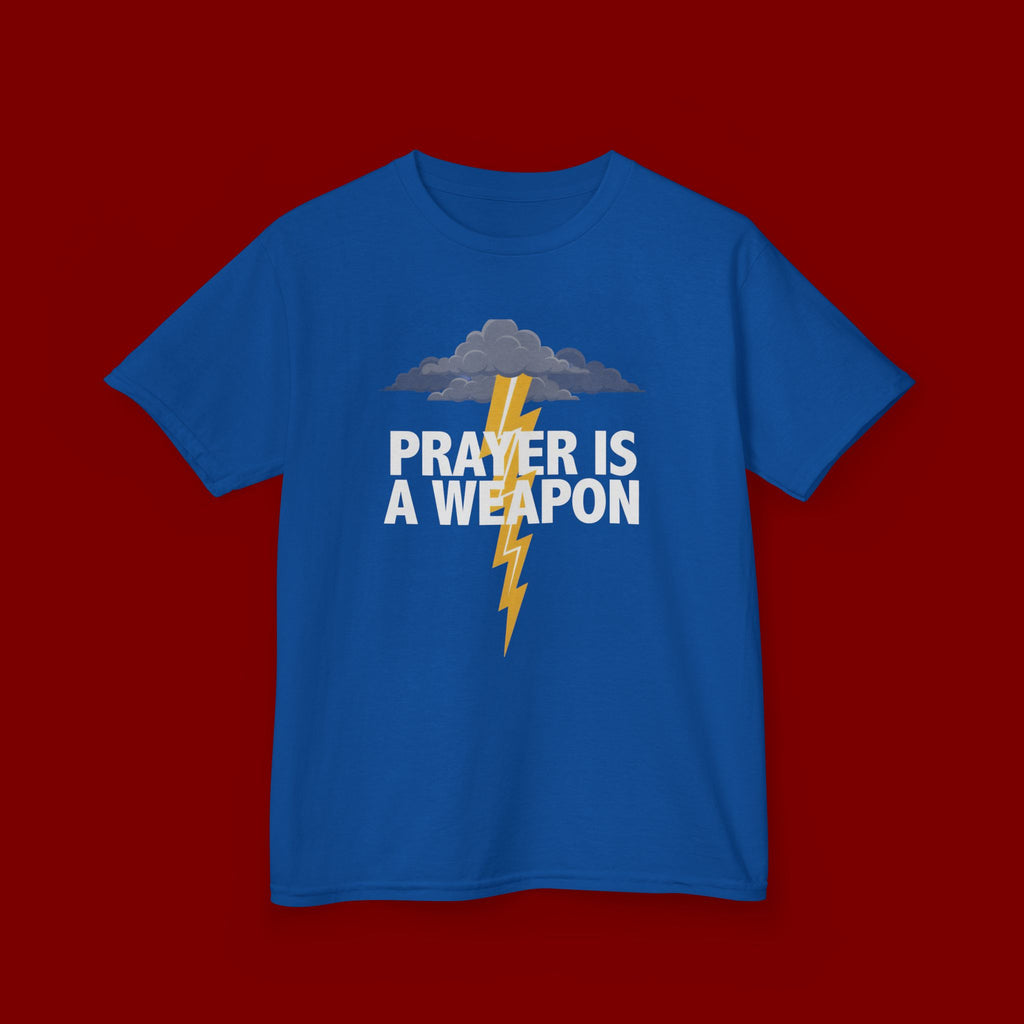 Kids Tee — "Prayer Is A Weapon" Lightning Graphic Christian Shirt