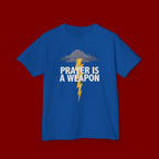 Kids Tee — "Prayer Is A Weapon" Lightning Graphic Christian Shirt