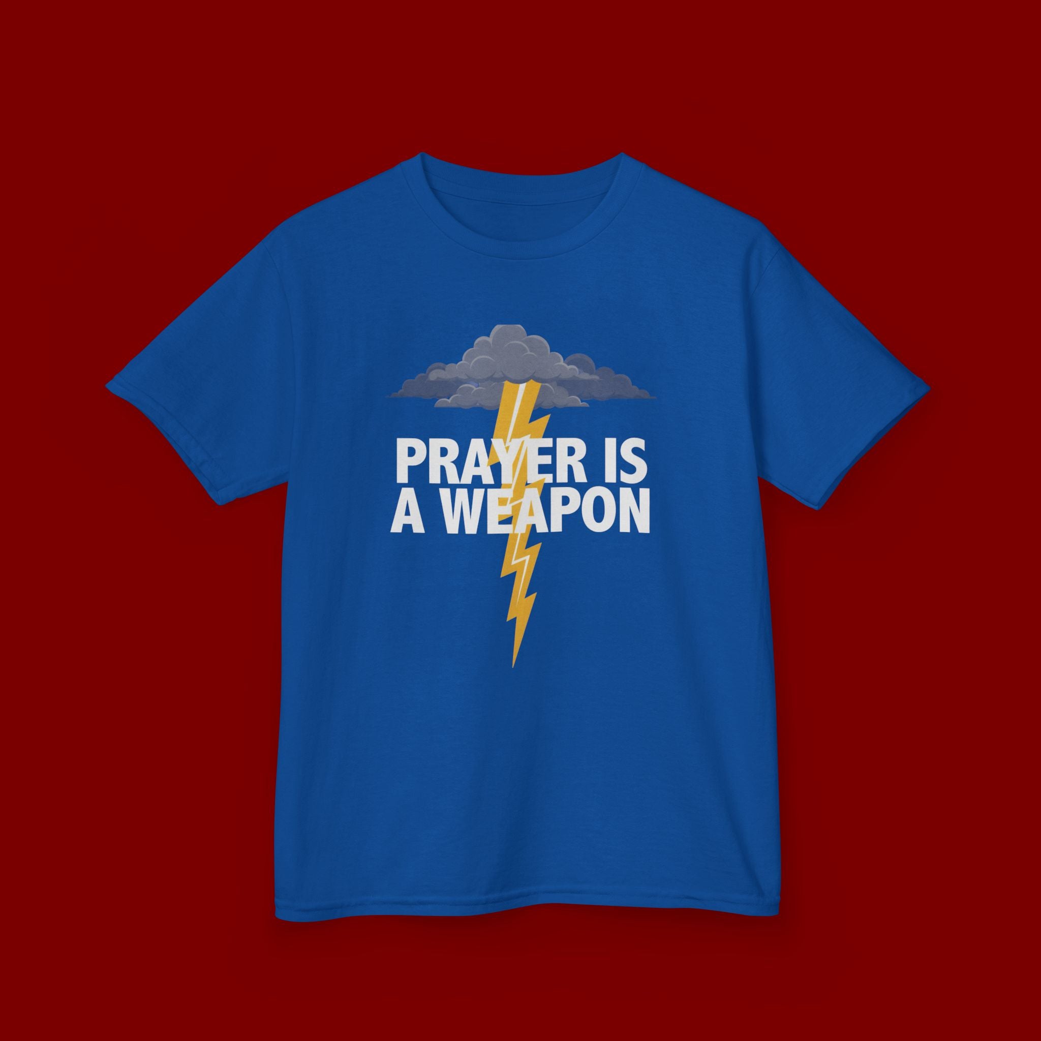 Kids Tee — "Prayer Is A Weapon" Lightning Graphic Christian Shirt