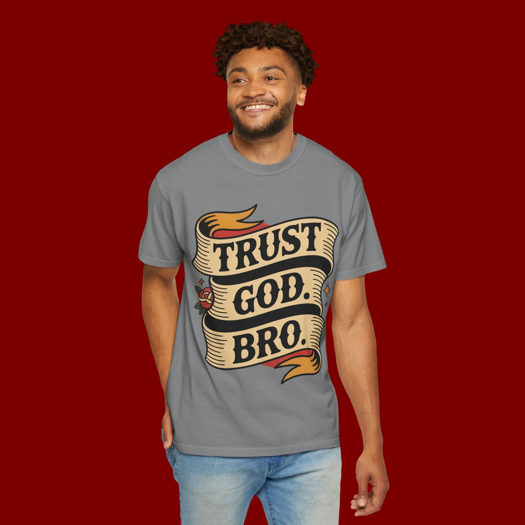Trust God, Bro T-Shirt — Retro Ribbon Faith Tee