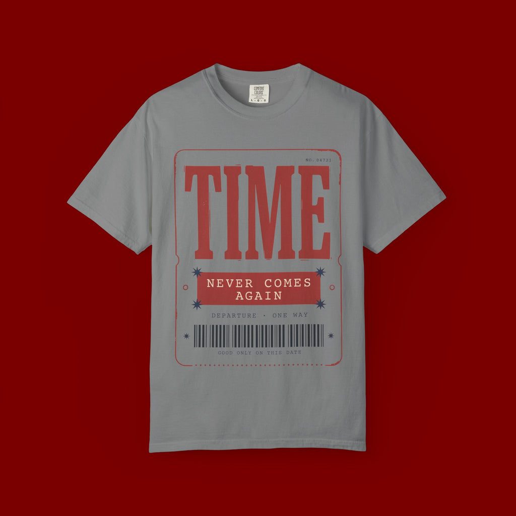 TIME Never Comes Again T-Shirt — Vintage Ticket Graphic Tee