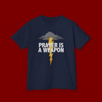 Kids Tee — "Prayer Is A Weapon" Lightning Graphic Christian Shirt