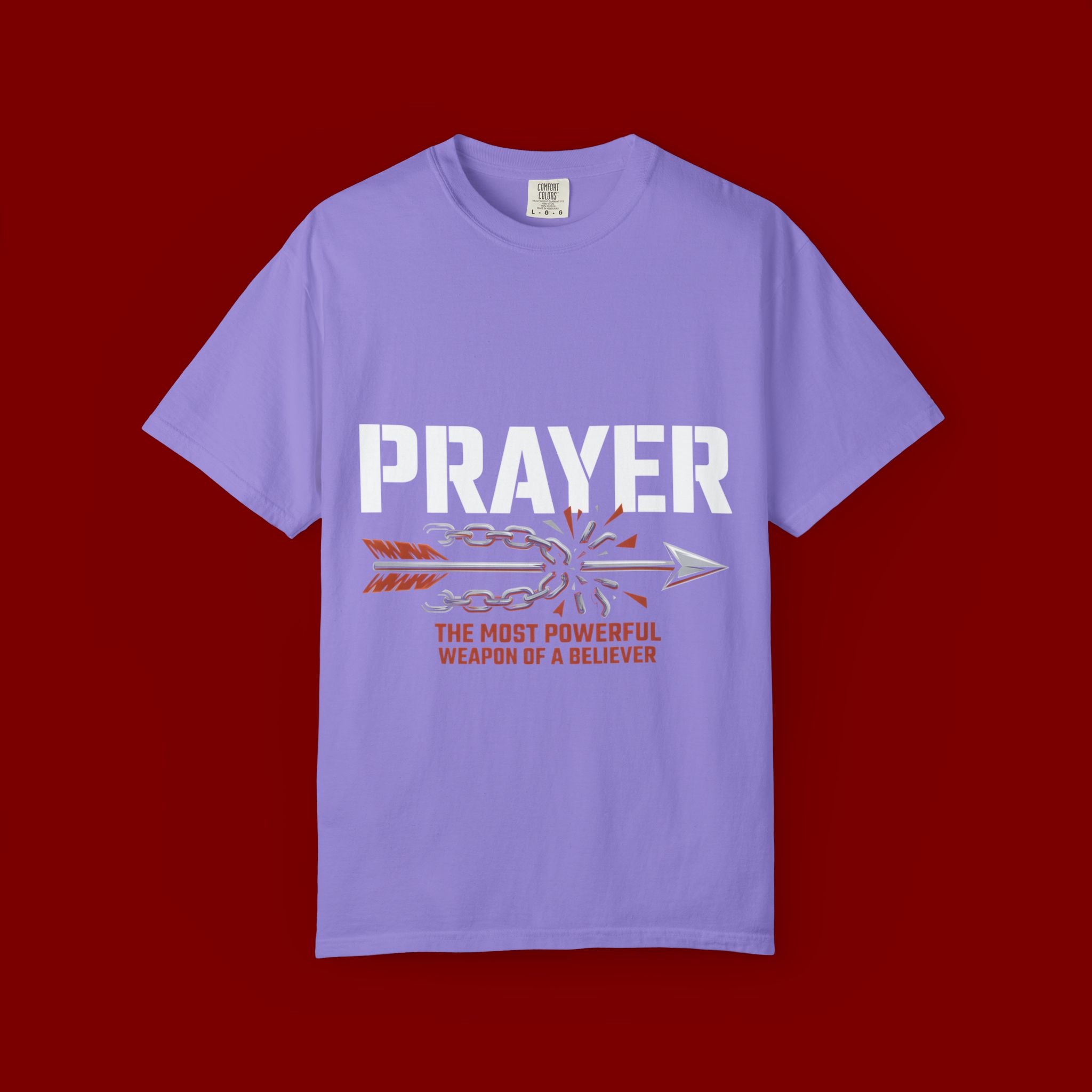Prayer T-Shirt — Faith Arrow Graphic Tee ("Prayer: The Most Powerful Weapon")