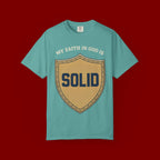 Solid Faith Shield T-Shirt — "My Faith in God Is Solid" Christian Tee