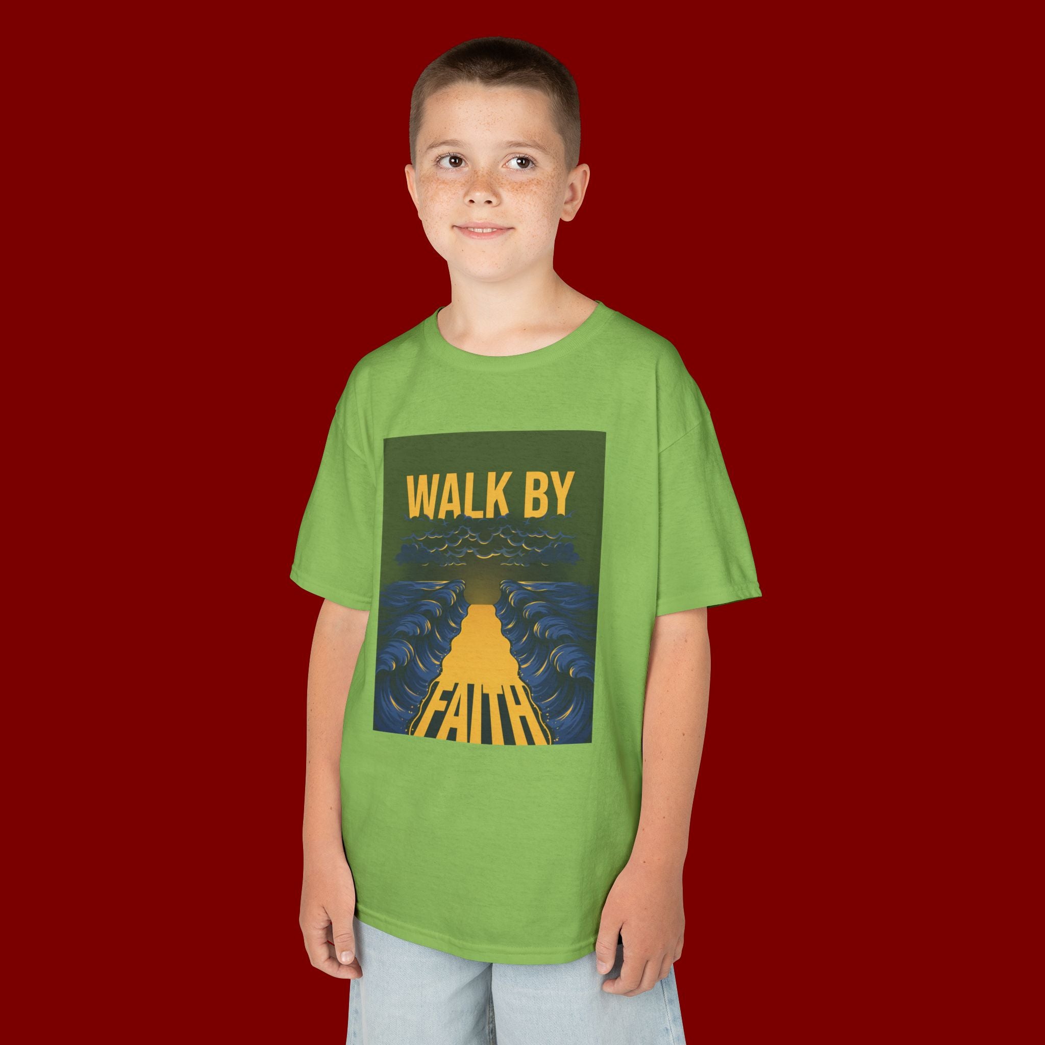 Kids T‑Shirt — "Walk By Faith" Inspirational Graphic Tee for Children