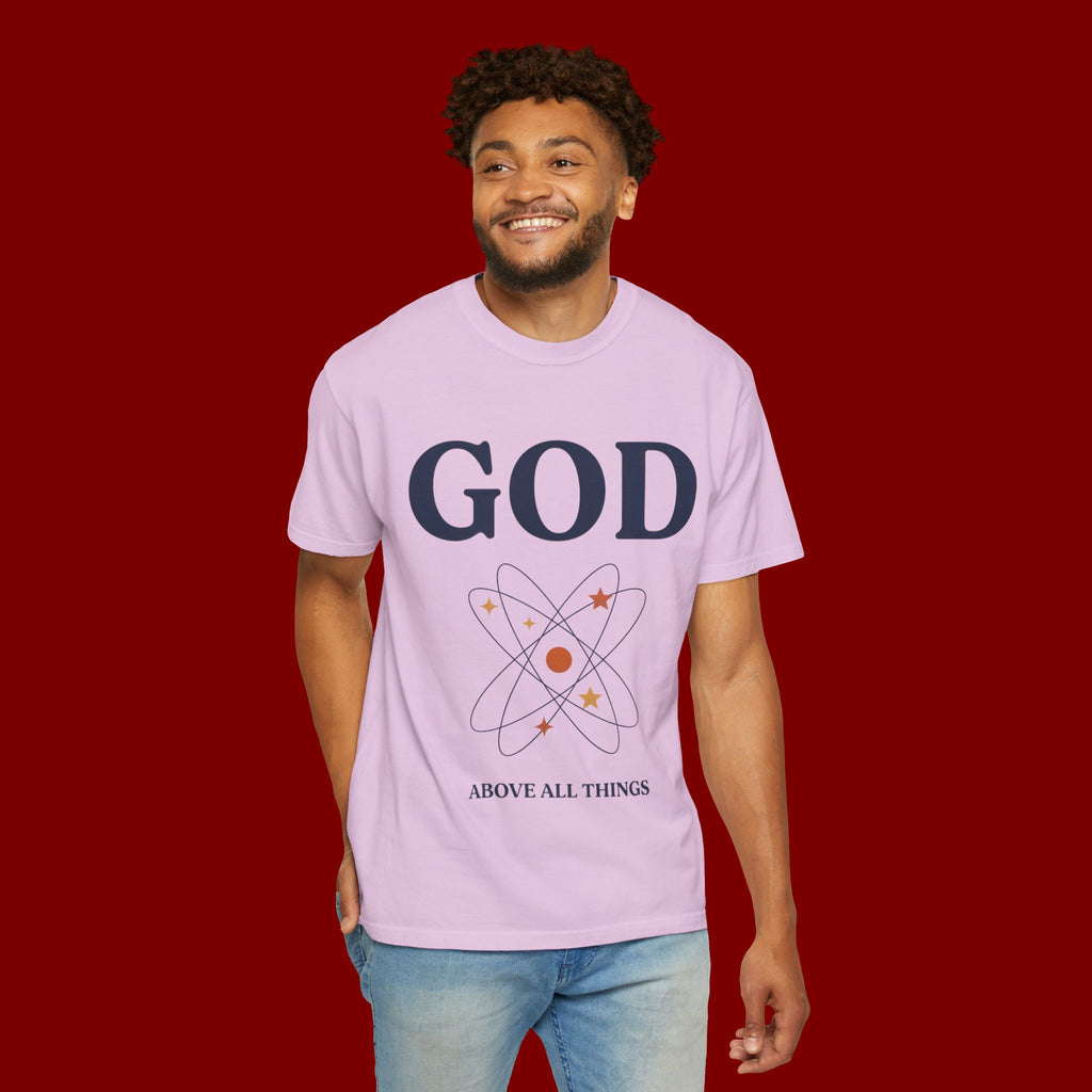God Above All Things T-Shirt — Faith Graphic Tee with Cosmic Design