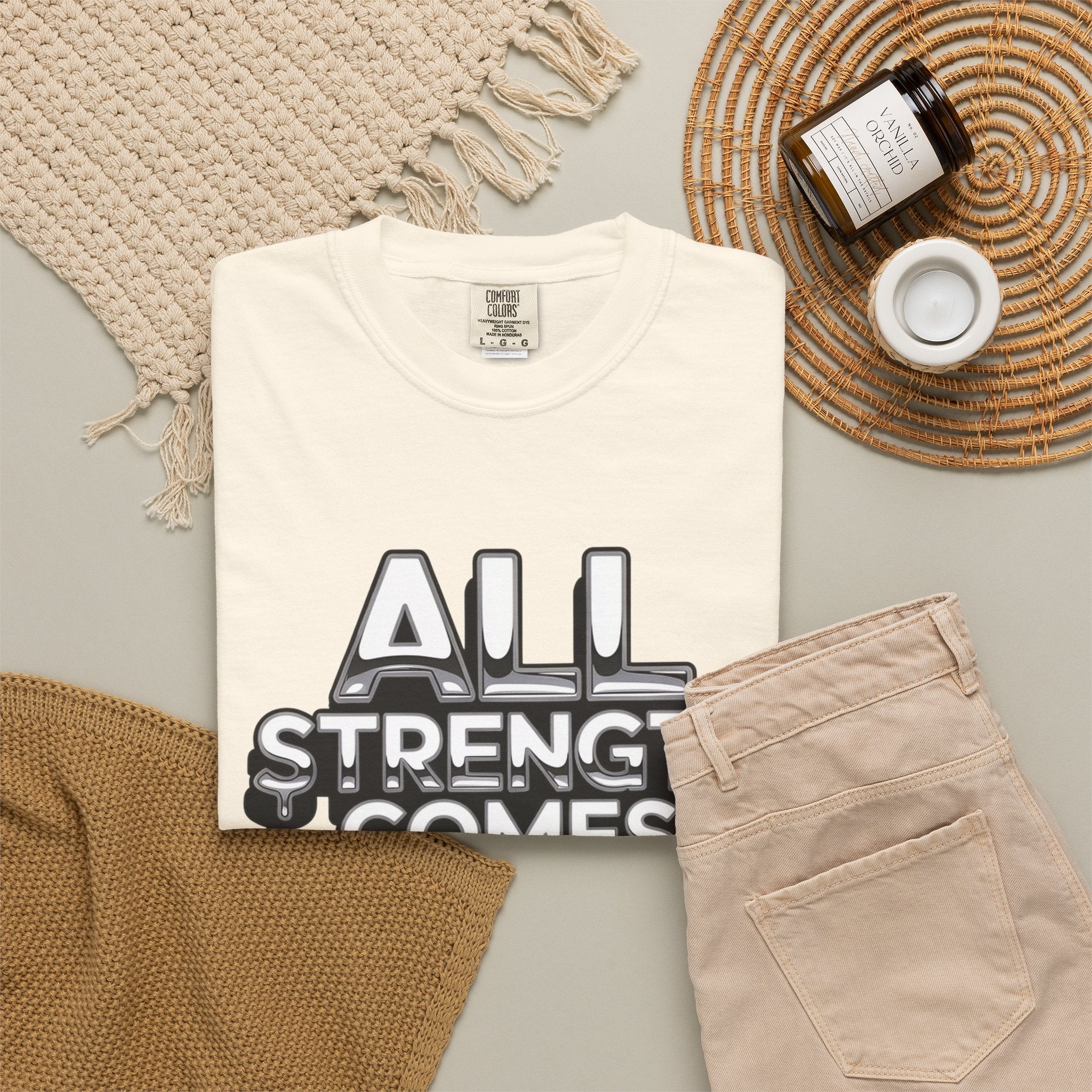 All Strength Comes From God T-Shirt — Christian Faith Graphic Tee