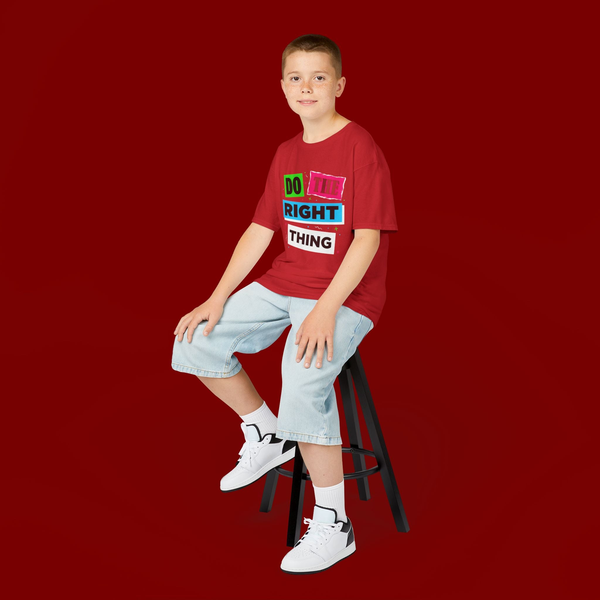 Kids Tee - "Do The Right Thing" Bold Colorblock Graphic