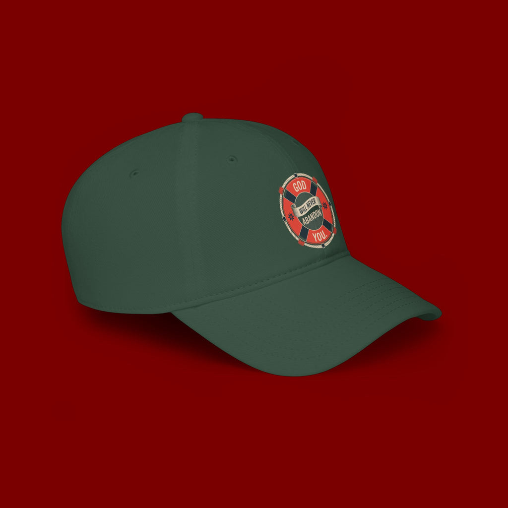 Baseball Cap - "God Will Never Abandon You" Lifesaver Graphic Christian Hat