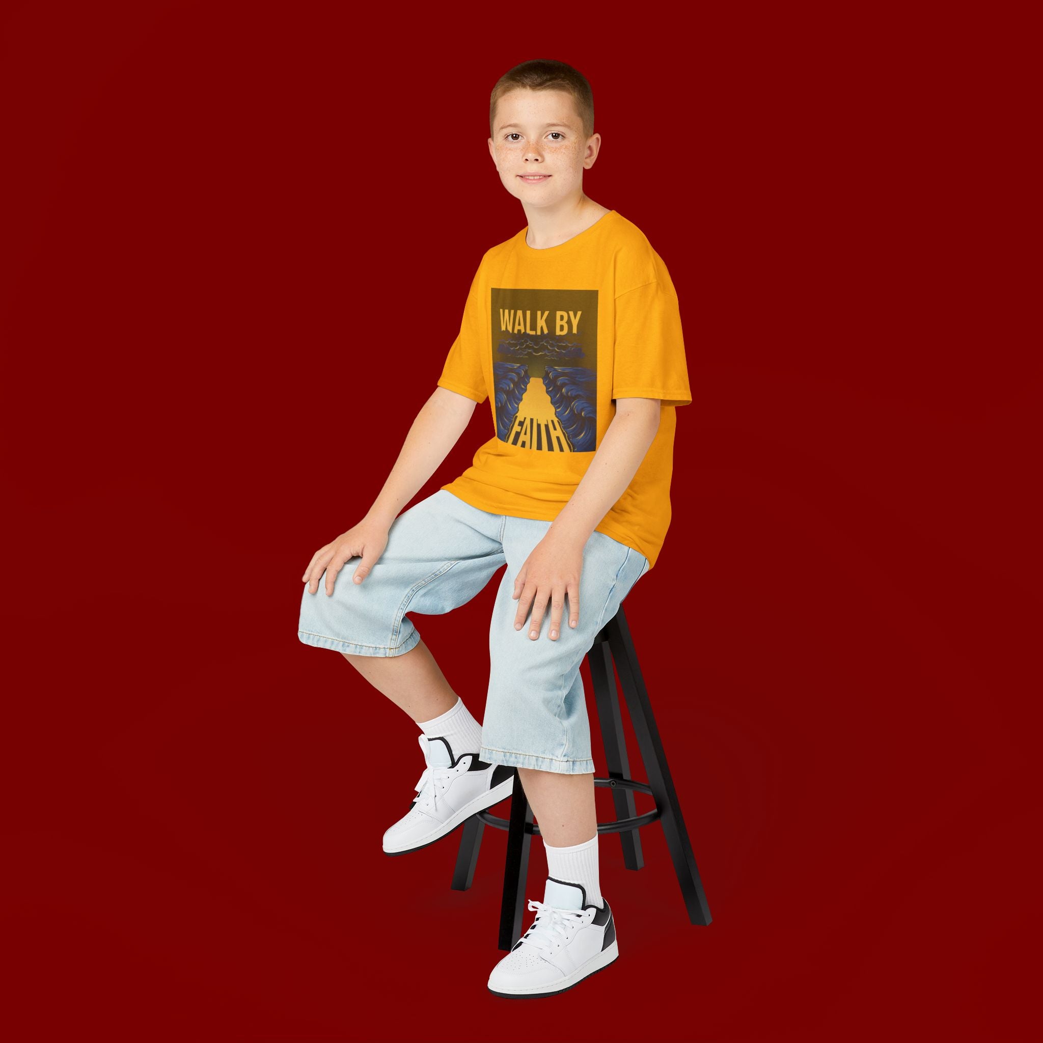 Kids T‑Shirt — "Walk By Faith" Inspirational Graphic Tee for Children