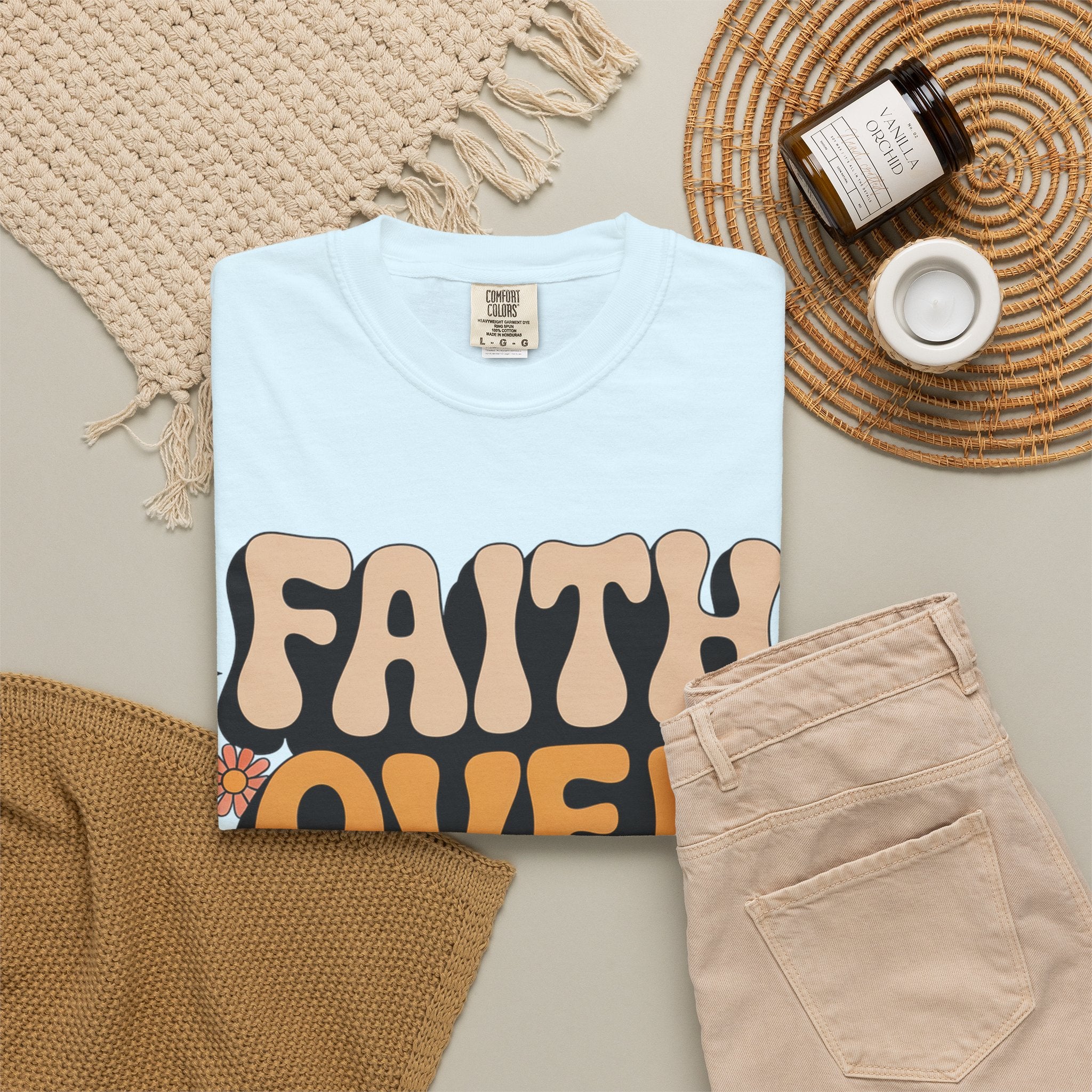 Faith Over Fear T‑Shirt — Retro Floral Inspirational Tee