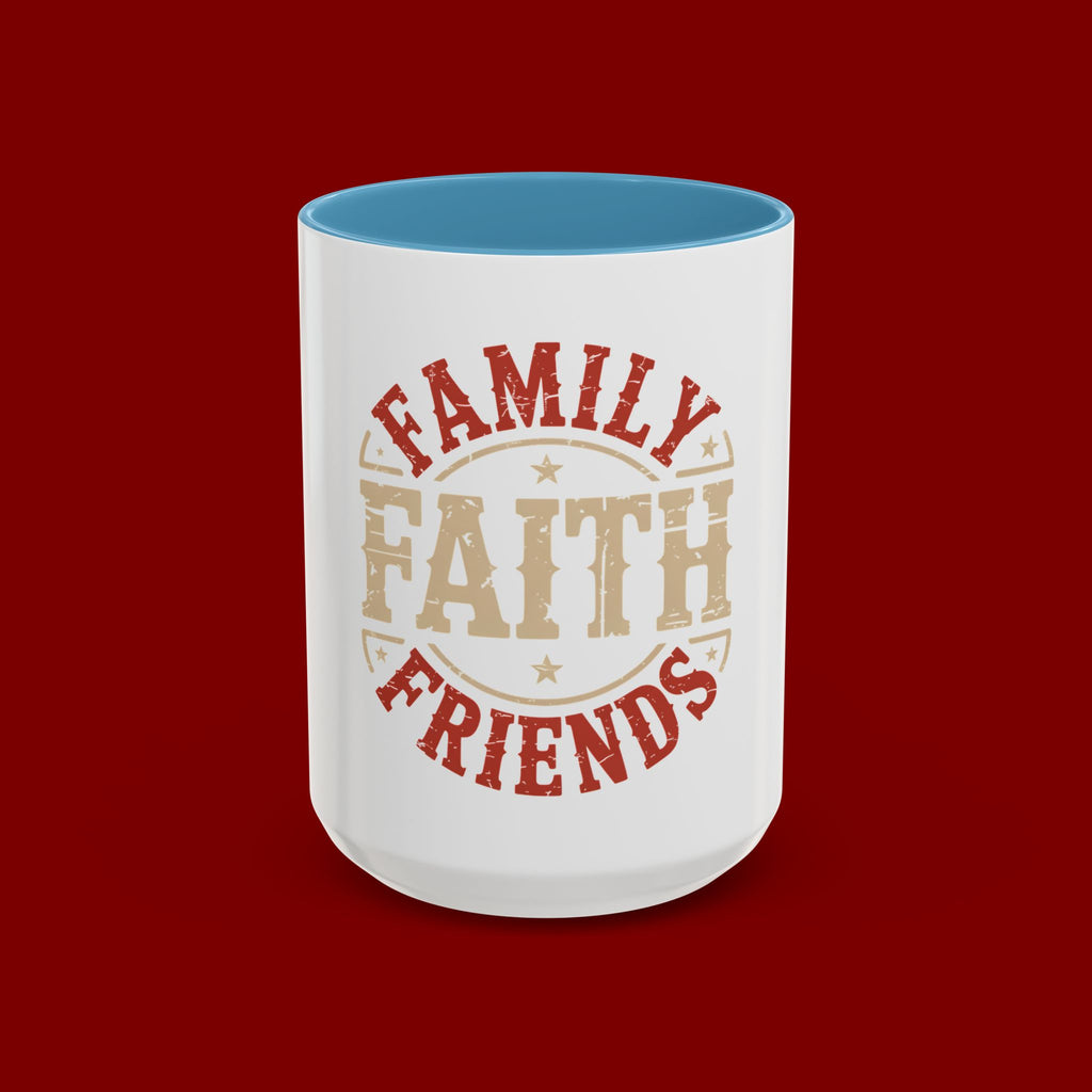 Faith Family Friends Accent Coffee Mug – Inspirational Religious Gift (11/15oz)