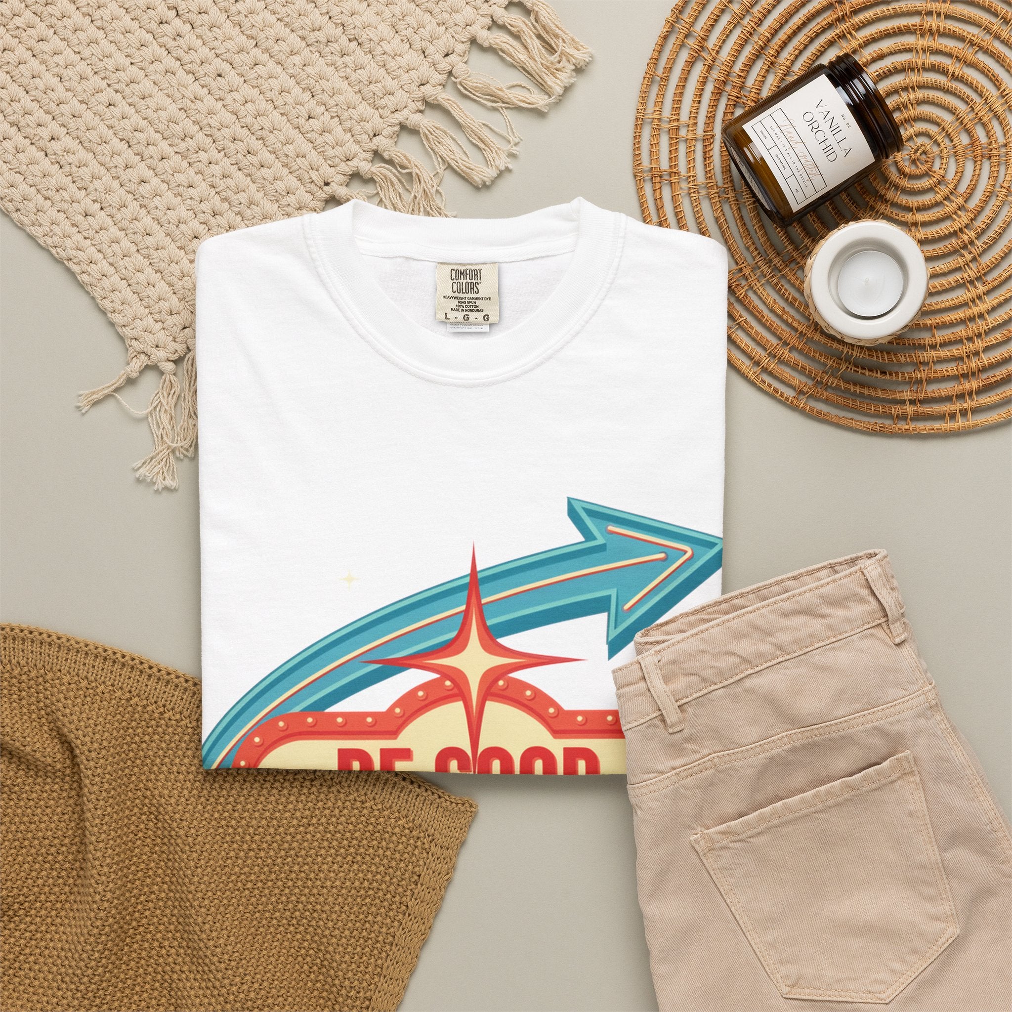T-Shirt — "Be Good Do Good Feel Good" Retro Sign Graphic