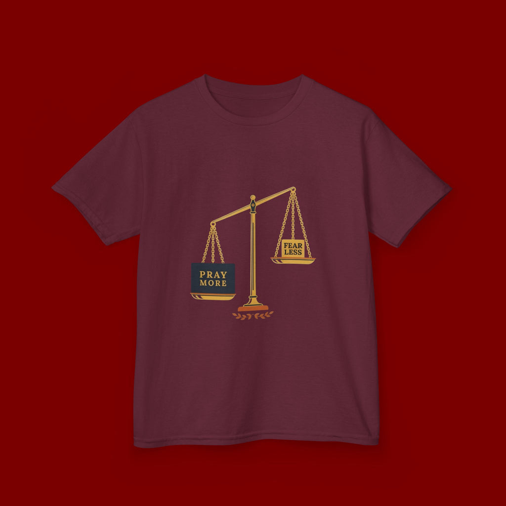 Kids Tee — Scales Design with 'Pray More' & 'Fear Less' Inspirational Graphic