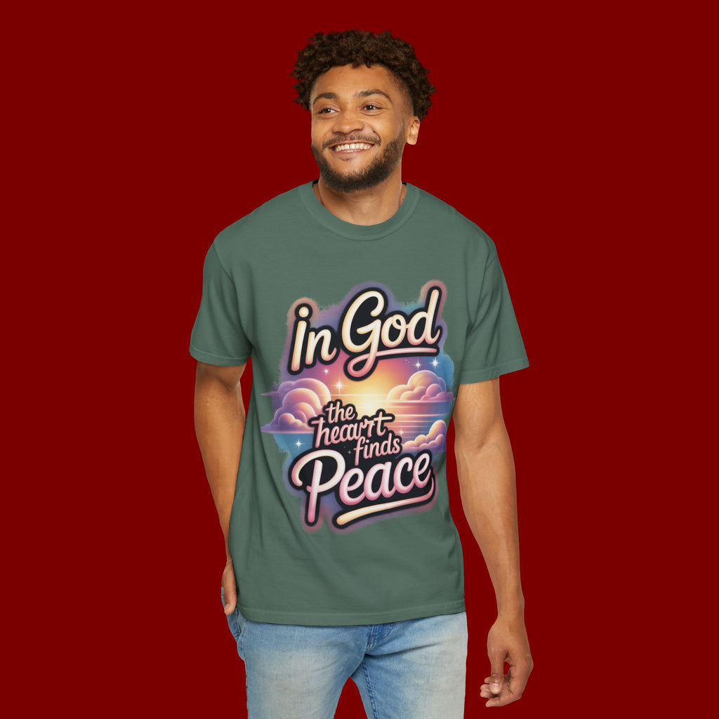 T-Shirt — “In God the Heart Finds Peace” Religious Faith Tee