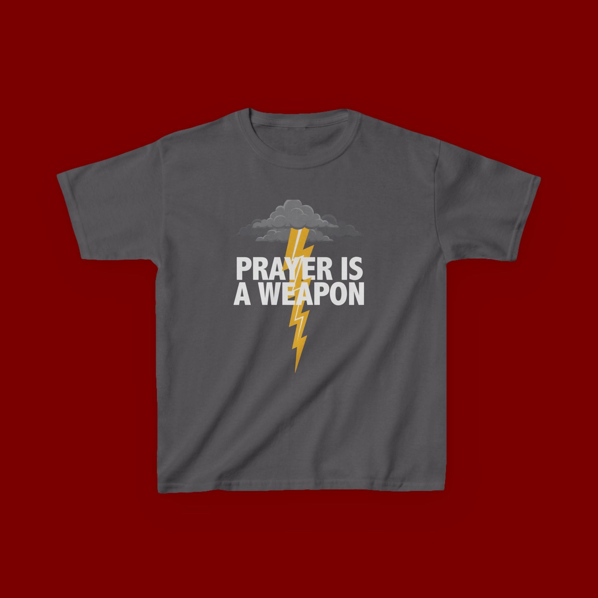 Kids Tee — "Prayer Is A Weapon" Lightning Graphic Christian Shirt