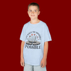 Kids Tee — “Faith Makes the Impossible Possible” Floral Inspirational Shirt