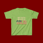 Kids Tee — "My Faith in God is Solid" Patriotic Christian T-Shirt