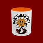 Good Vibes Only Coffee Mug - Retro Sun Cartoon Accent Mug (11/15oz)