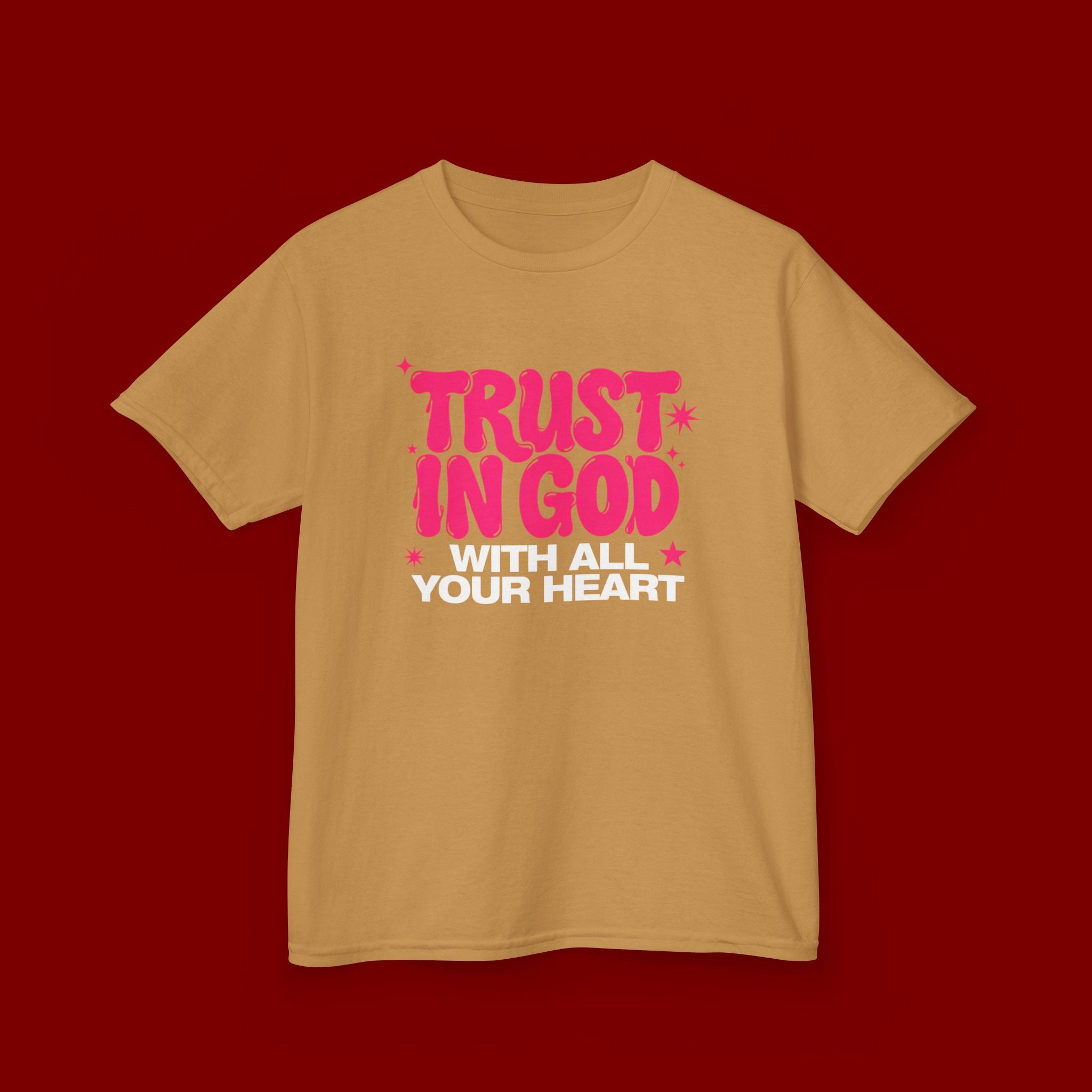 Kids Tee — "Trust in God" Pink Faith Graphic Shirt