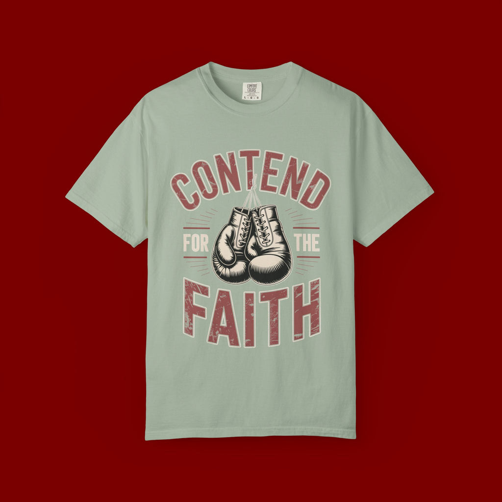 Contend for the Faith T-Shirt — Vintage Boxing Gloves Christian Tee