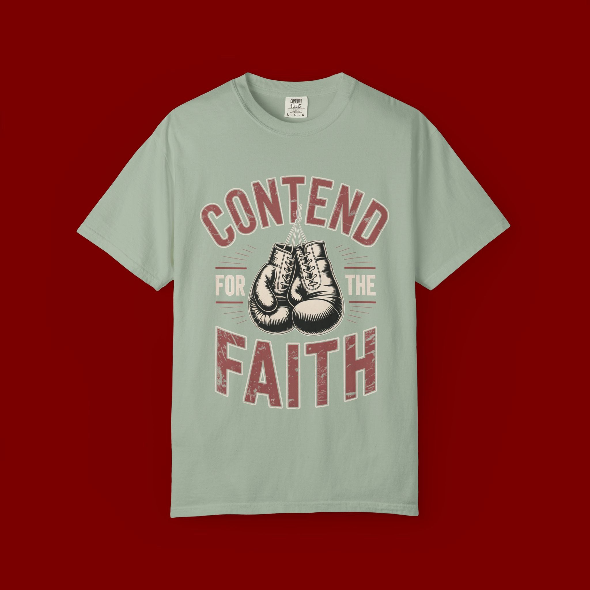 Contend for the Faith T-Shirt — Vintage Boxing Gloves Christian Tee