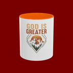 God Is Greater Mountain Coffee Mug — Inspirational Christian Accent Mug