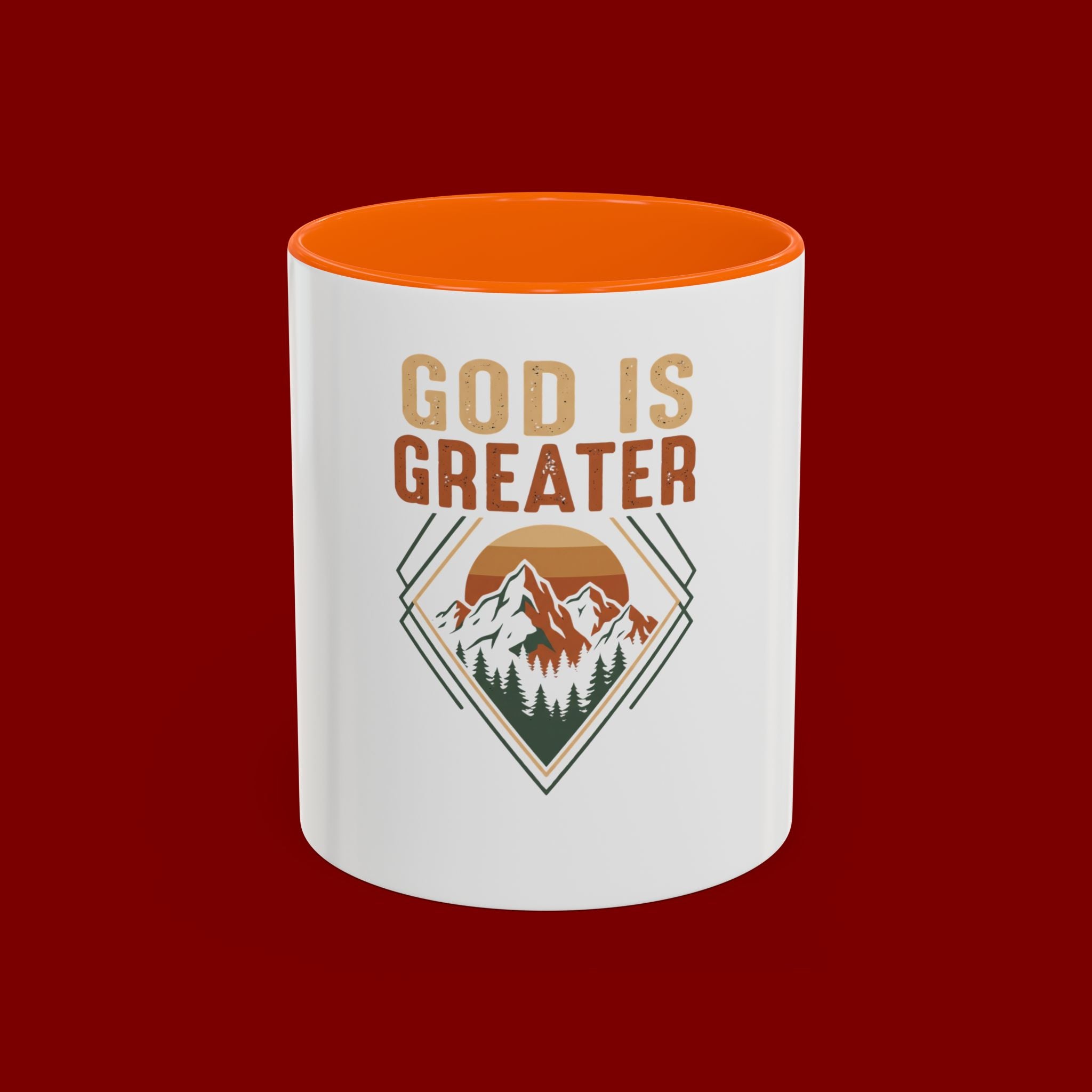 God Is Greater Mountain Coffee Mug — Inspirational Christian Accent Mug