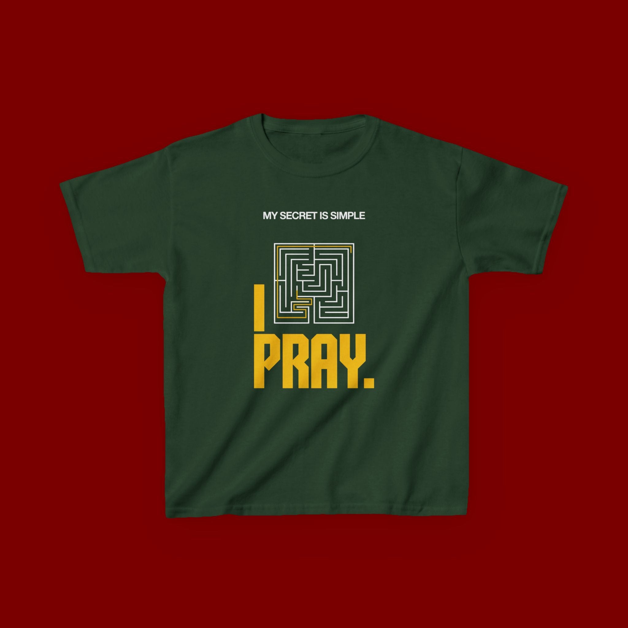 Kids Tee — "My Secret Is Simple: I Pray." Maze Faith T‑Shirt