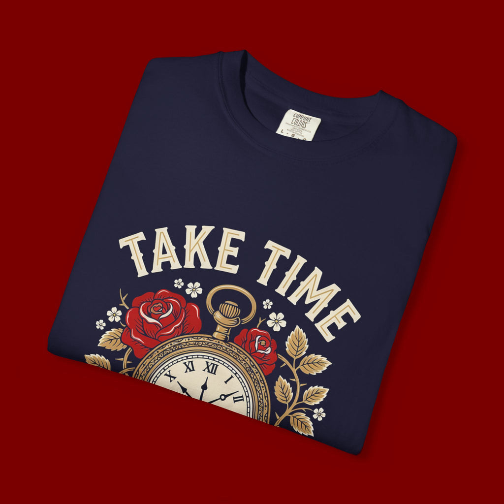 Take Time to Pray T‑Shirt — Vintage Pocket Watch & Roses Spiritual Tee