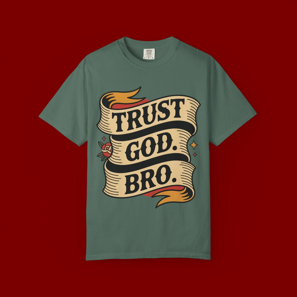 Trust God, Bro T-Shirt — Retro Ribbon Faith Tee