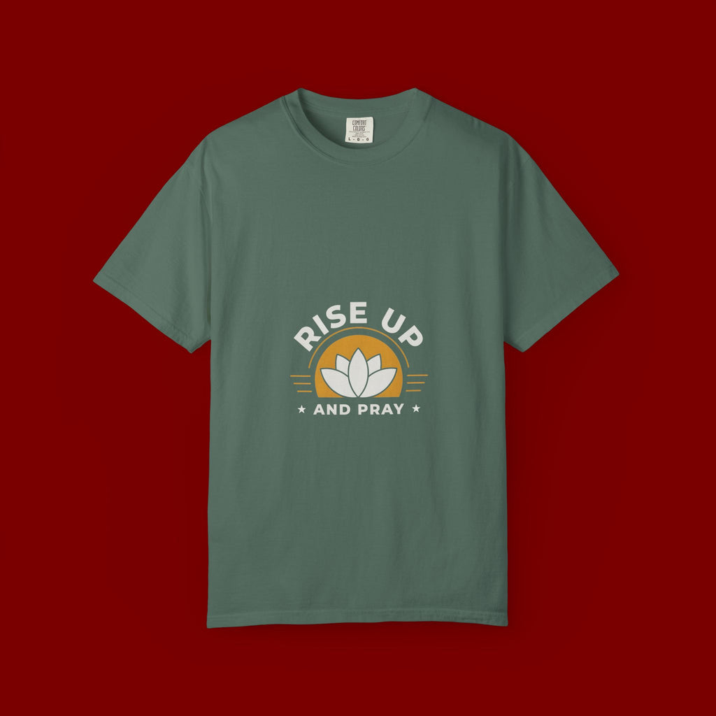 Rise Up and Pray T-Shirt — Spiritual Faith Graphic Tee with Lotus