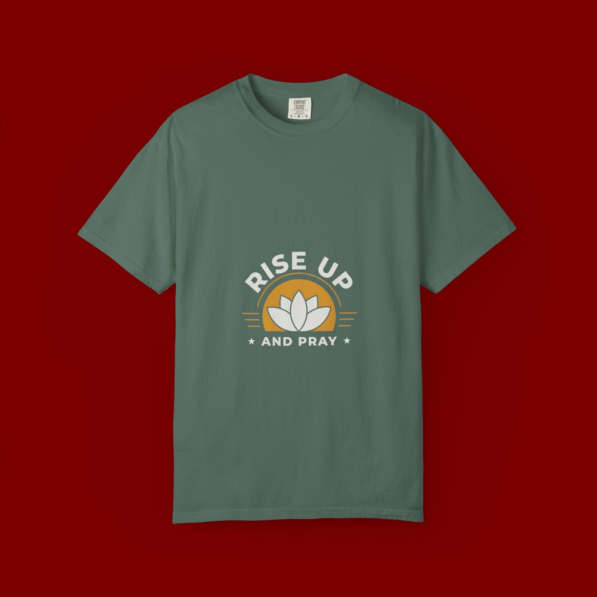 Rise Up and Pray T-Shirt — Spiritual Faith Graphic Tee with Lotus