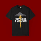 Prayer Is a Weapon T-Shirt — Christian Faith Lightning Graphic Tee