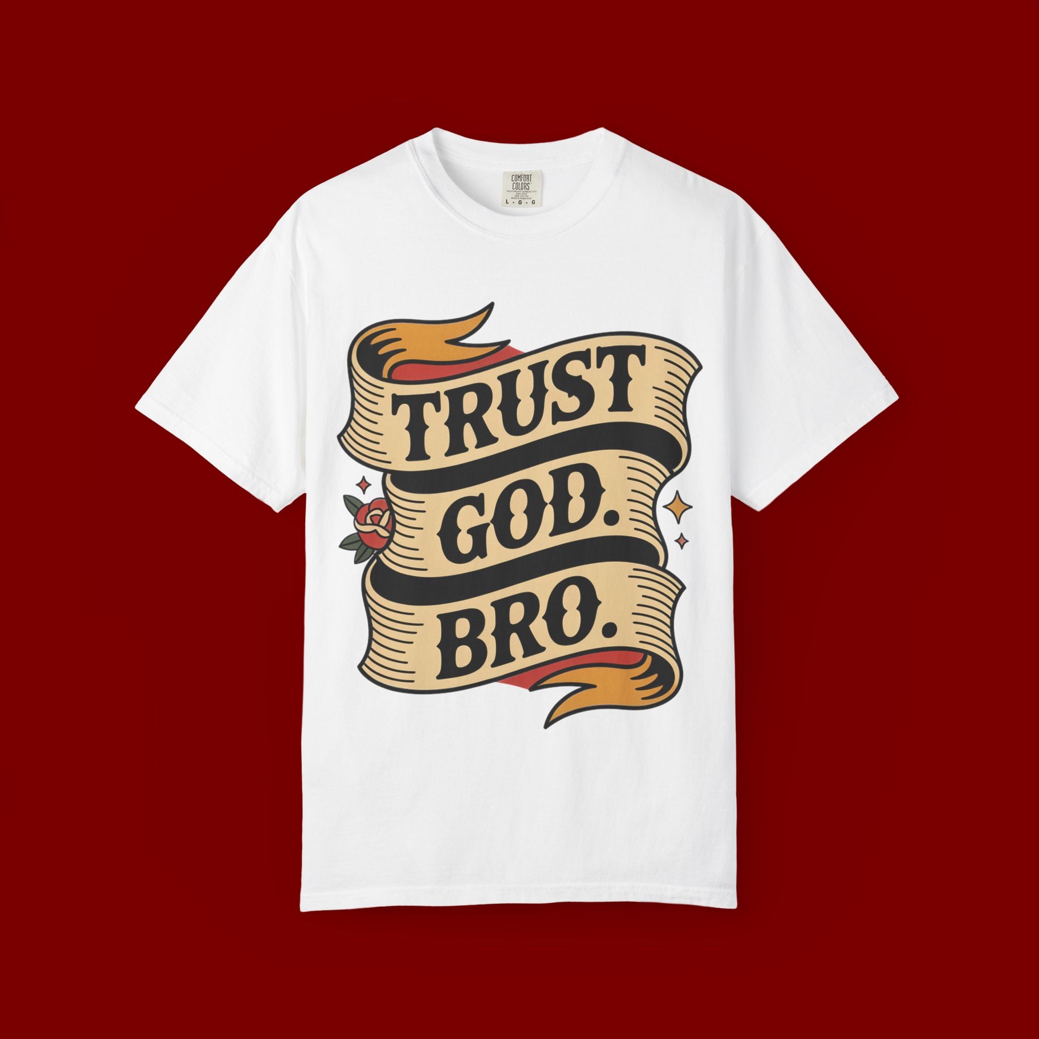 Trust God, Bro T-Shirt — Retro Ribbon Faith Tee