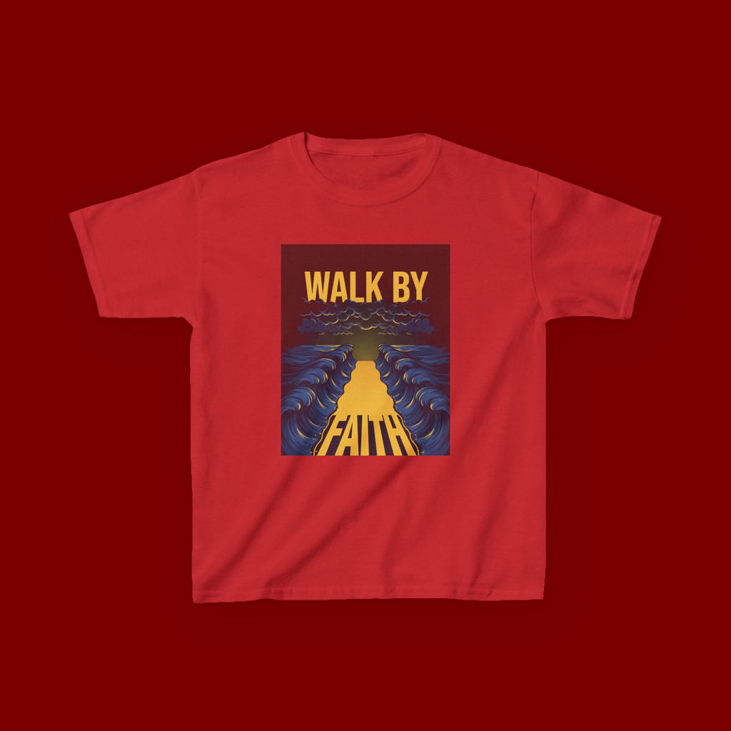 Kids T‑Shirt — "Walk By Faith" Inspirational Graphic Tee for Children
