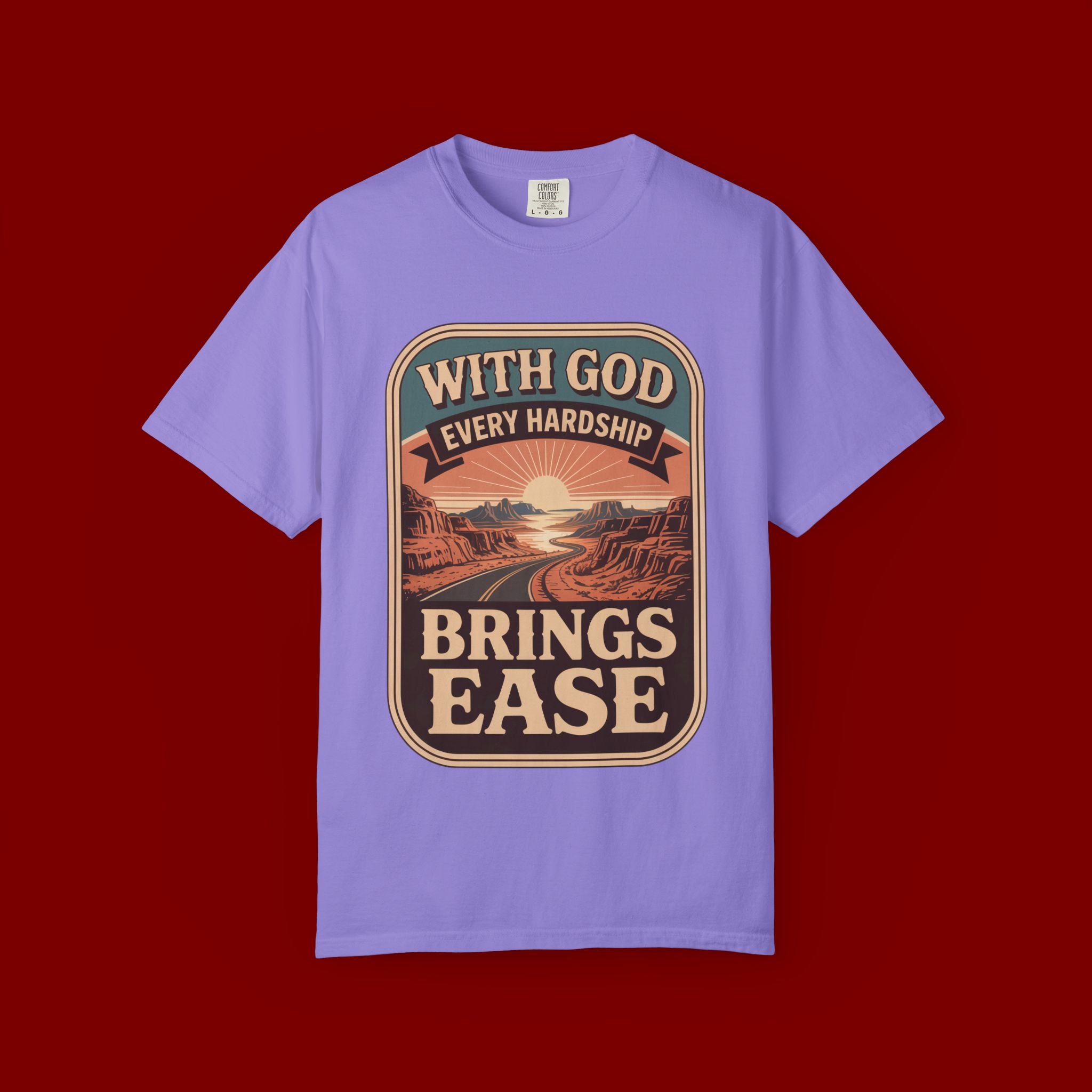 Scripture Comfort T-Shirt — "With God Every Hardship Brings Ease" Christian Faith Tee