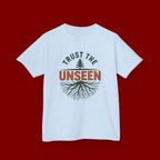 Kids T‑Shirt — "Trust the Unseen" Tree & Roots Inspirational Graphic
