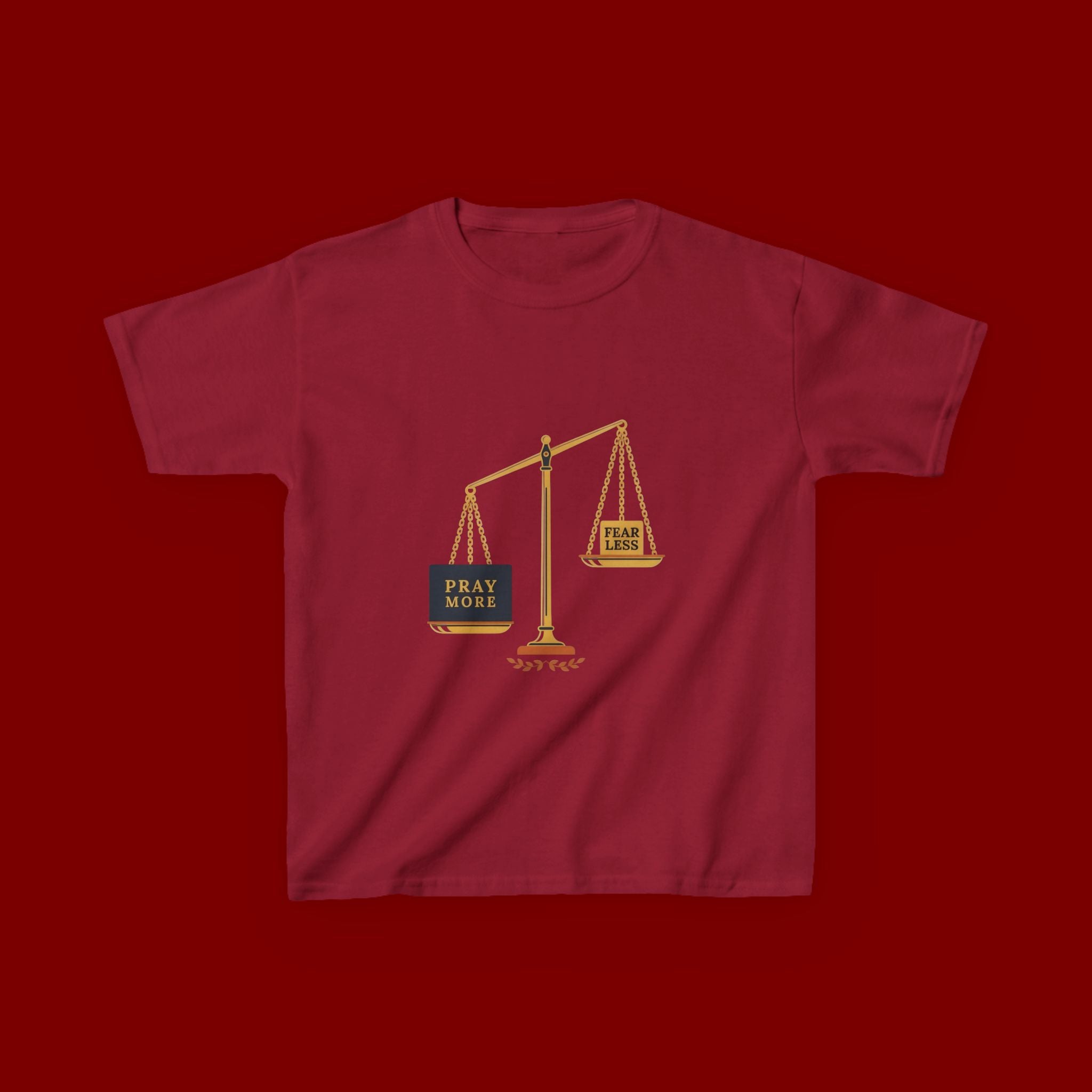 Kids Tee — Scales Design with 'Pray More' & 'Fear Less' Inspirational Graphic