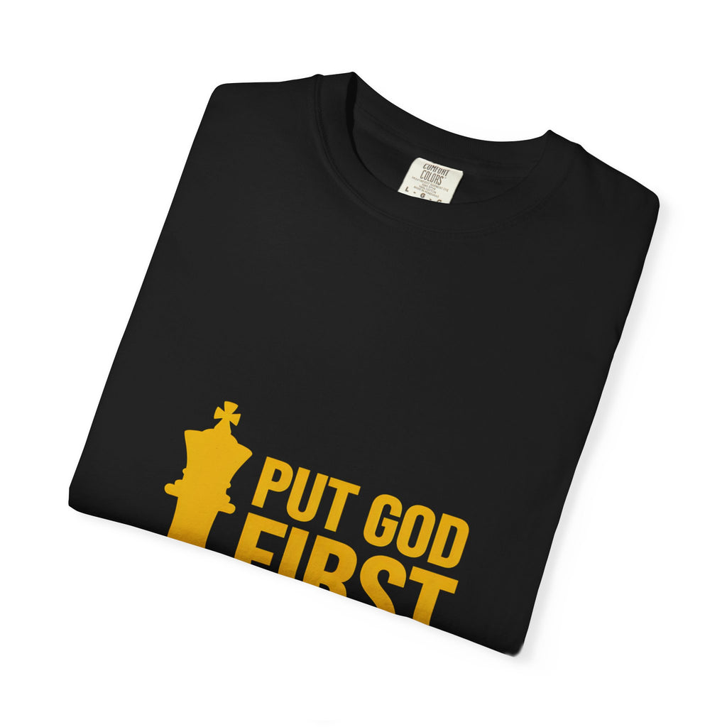 Put God First Chess King T-Shirt — Christian Faith Graphic Tee
