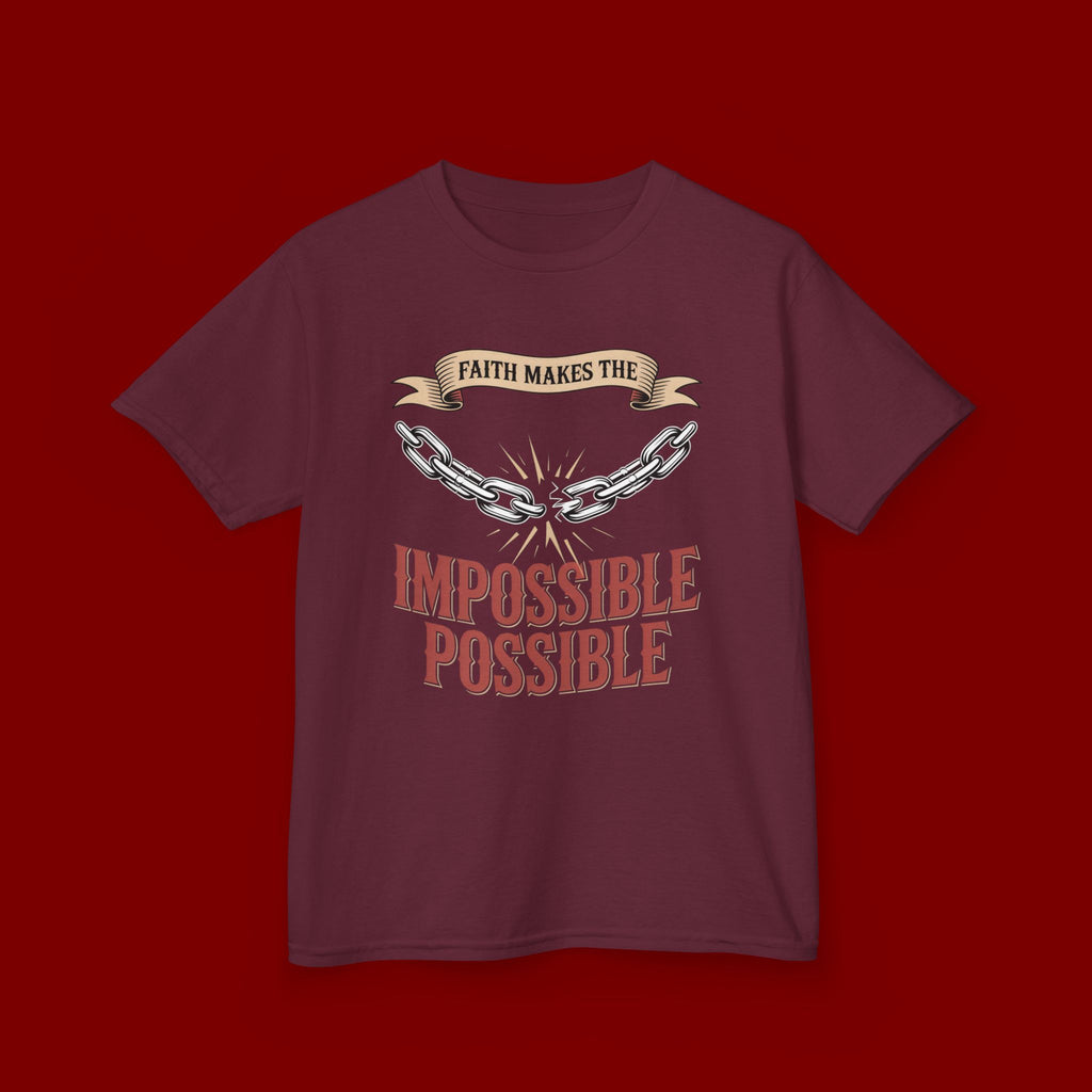 Kids Tee — "Faith Makes the Impossible Possible" Inspirational Graphic