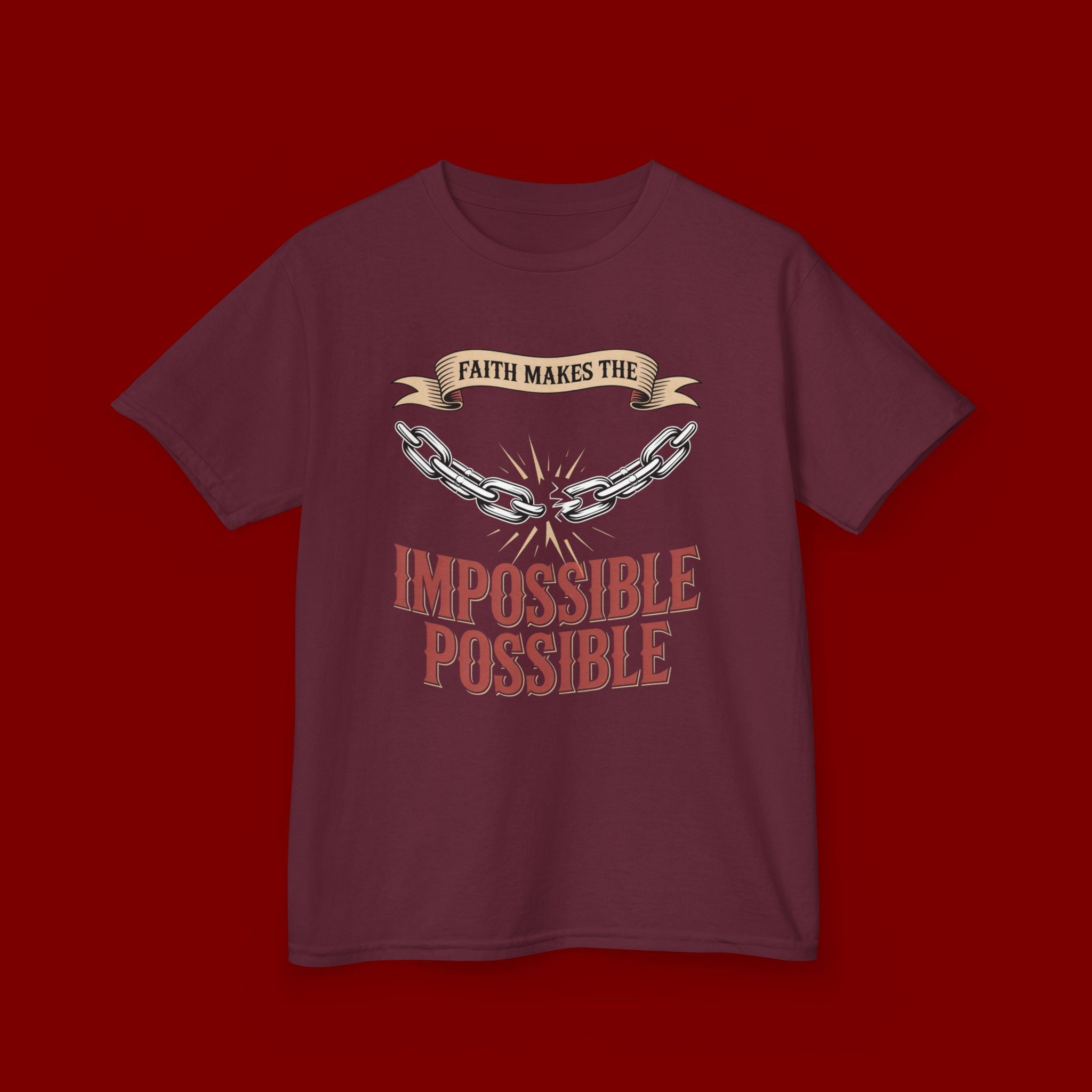 Kids Tee — "Faith Makes the Impossible Possible" Inspirational Graphic