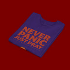 Youth Tee — "Never Panic Just Pray" Retro Sunset Kids T-Shirt