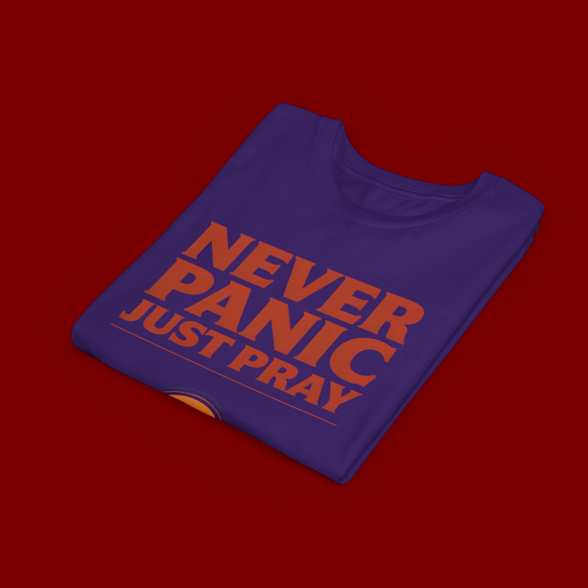 Youth Tee — "Never Panic Just Pray" Retro Sunset Kids T-Shirt