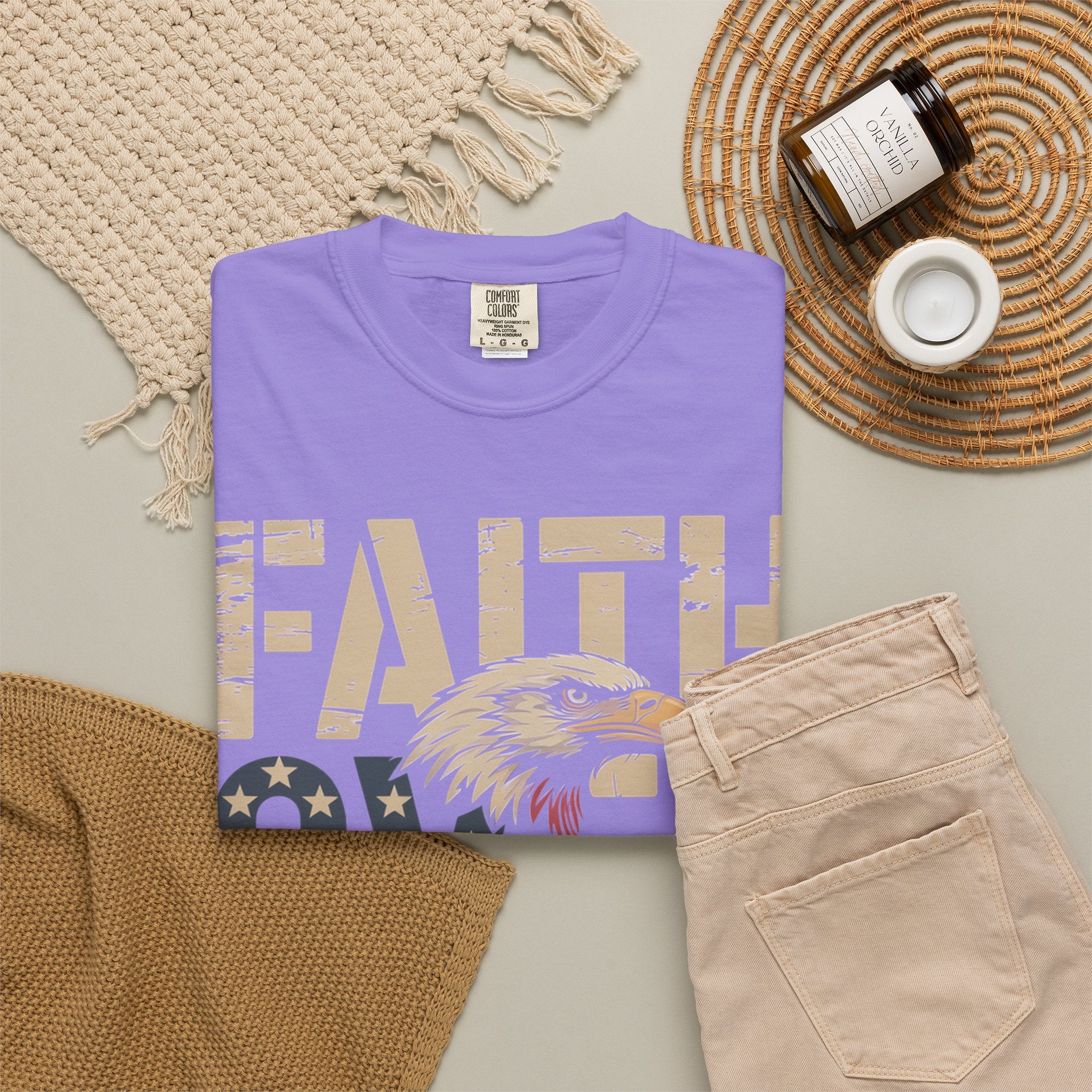 Faith Over Fear T-Shirt — Patriotic Eagle Graphic Tee