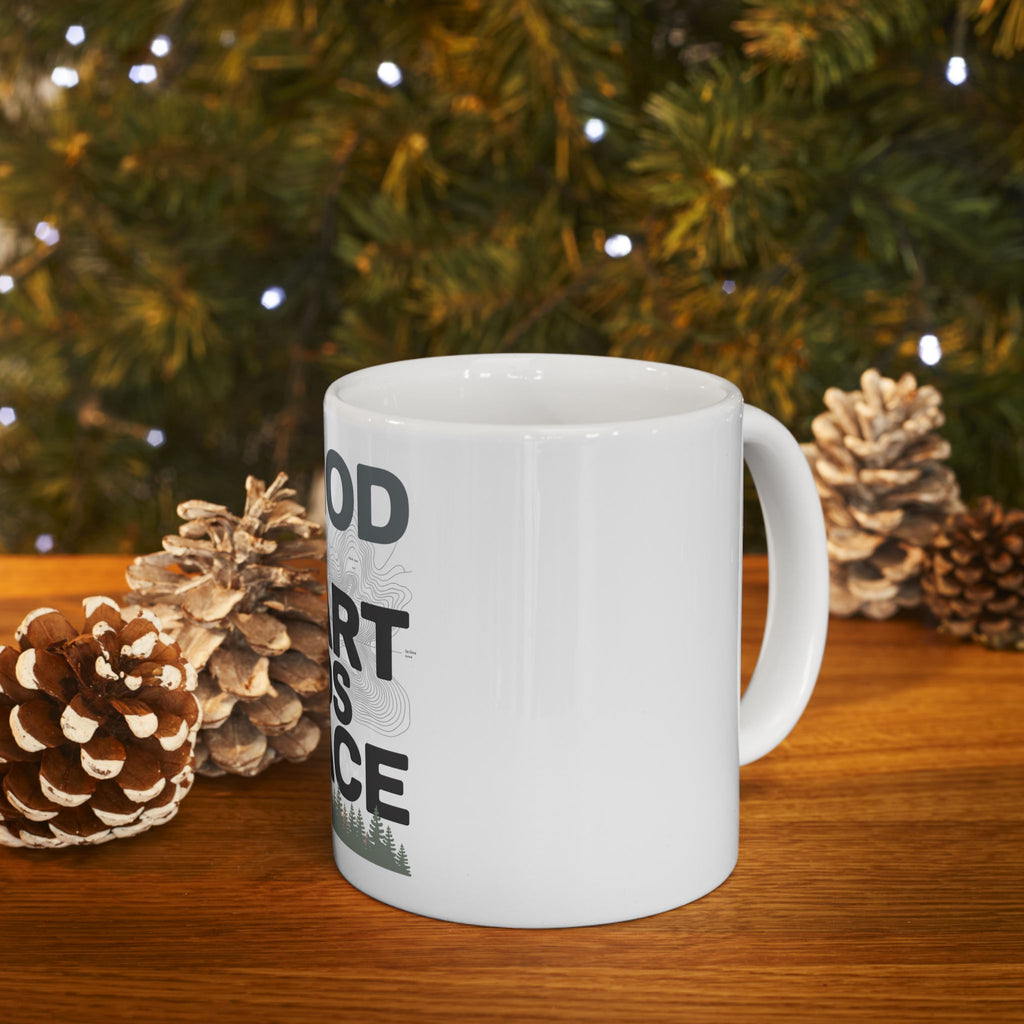 Christian Inspirational Mug - "In God The Heart Finds Peace" Ceramic Coffee Cup (11oz, 15oz)