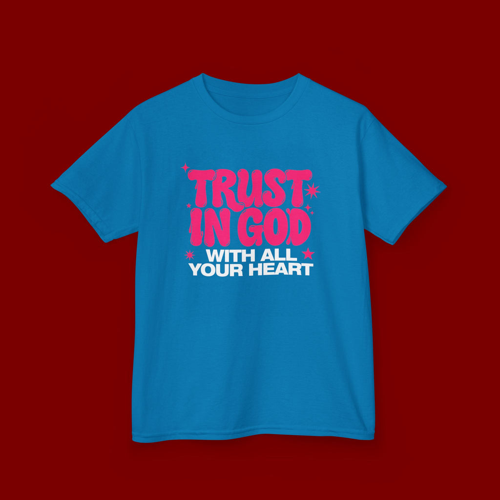 Kids Tee — "Trust in God" Pink Faith Graphic Shirt