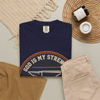 God Is My Strength T-Shirt — Christian Faith Anvil Graphic Tee